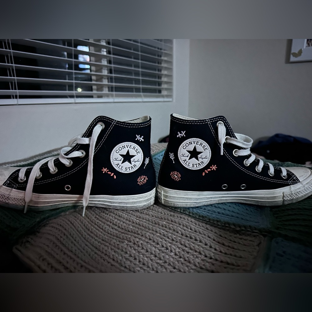 Women’s Embroidered Floral Converse Chuck Taylor All Stars; High Top